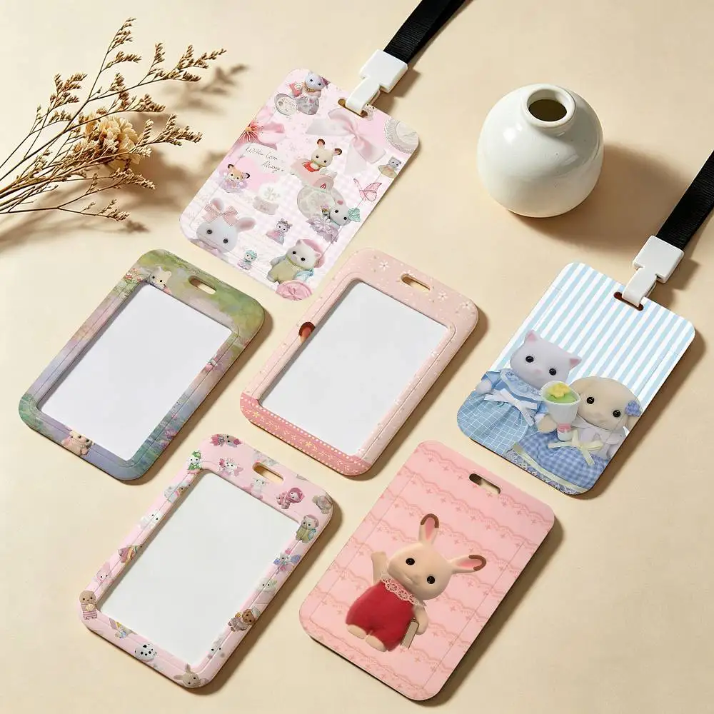 Cute S-Sylvanian F-Families ID Badge Holder With For Office School Name Card Credentials Case