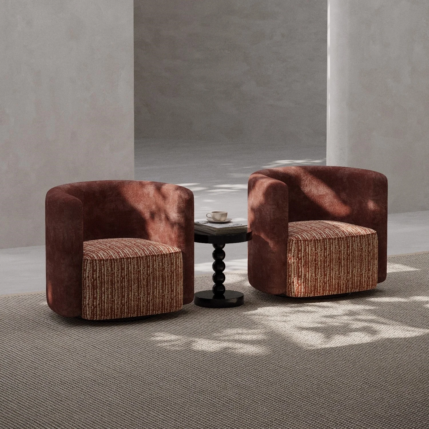 #￥Vintage Style Single-Person Rotatable Sofa Chair Multi-Color Fabric for Apartment or Hotel Lobby Reception One Seat Set
