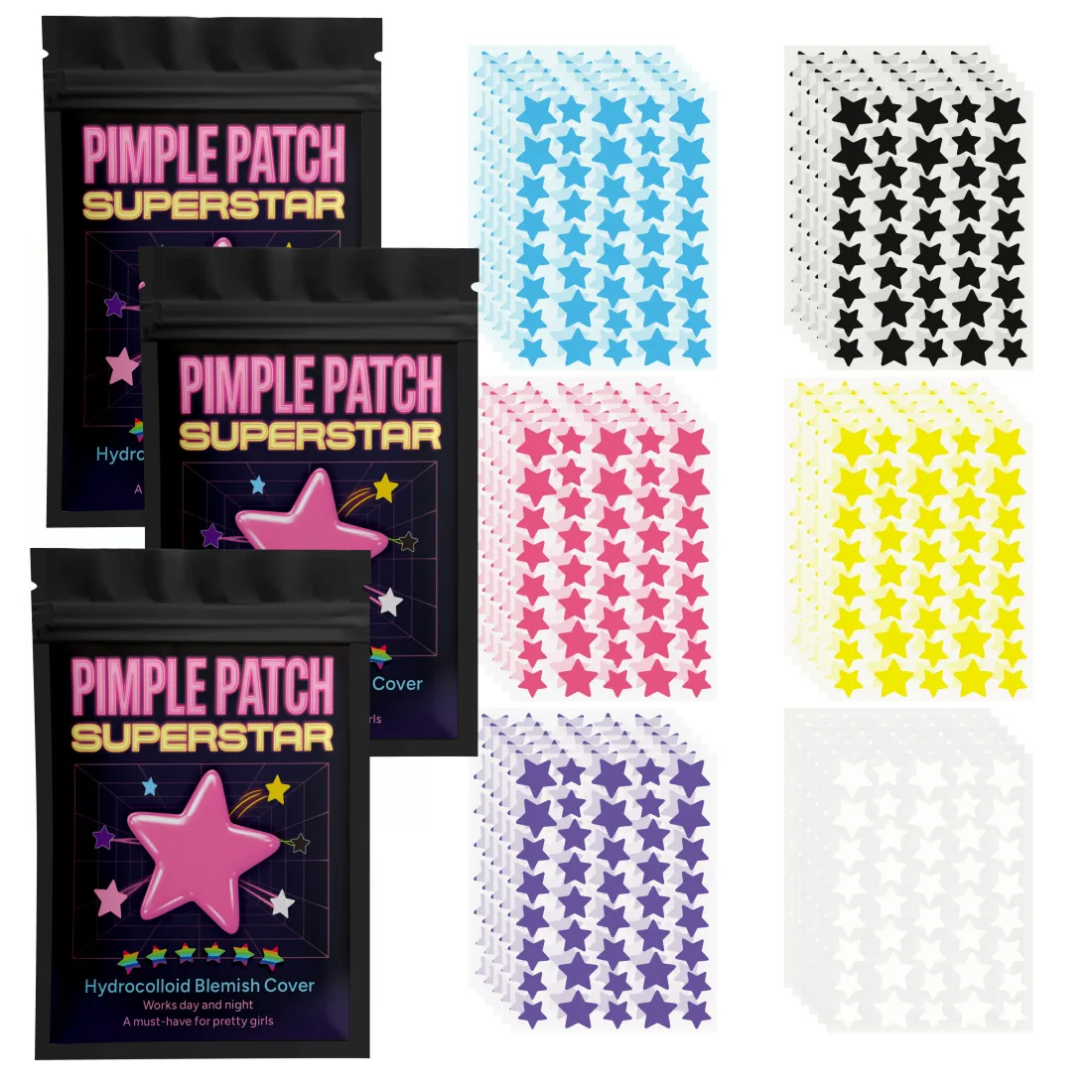 480 قطعة شكل نجمة 7 اللون الغروانية المائية بثرة حب الشباب بقع جهاز العناية بالوجه عزل تنفس مغلقة حب الشباب العيوب غطاء #4