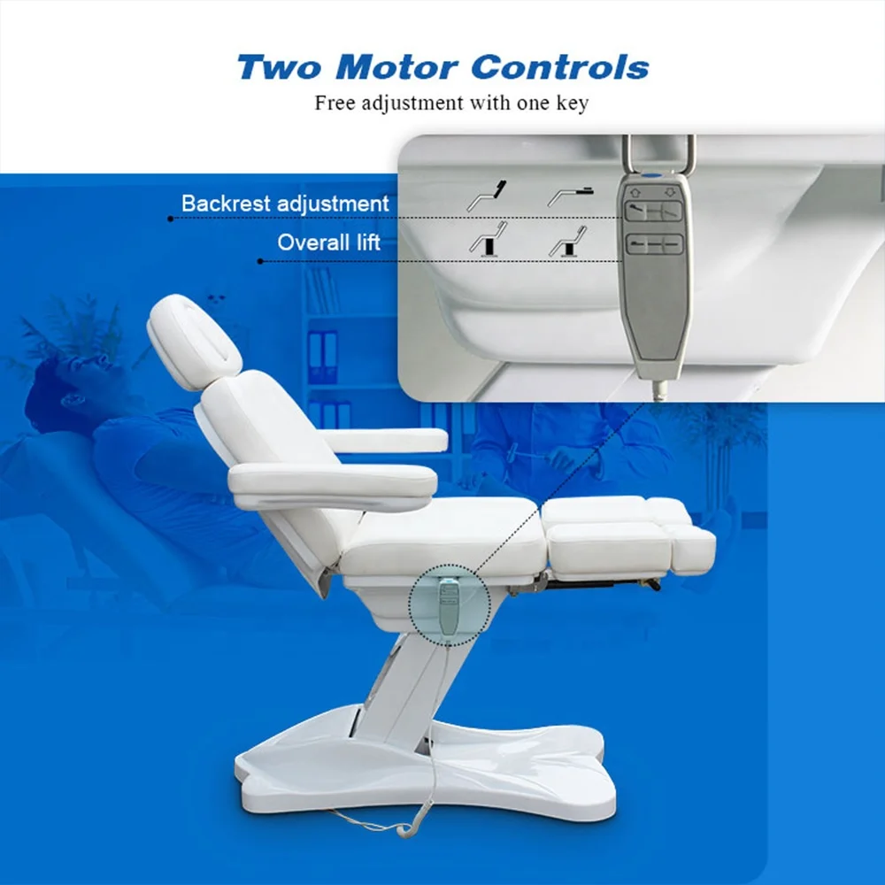 2 Electric Motors White Beauty Treatment Massage Table Lift Facial Podiatry Tattoo Chair