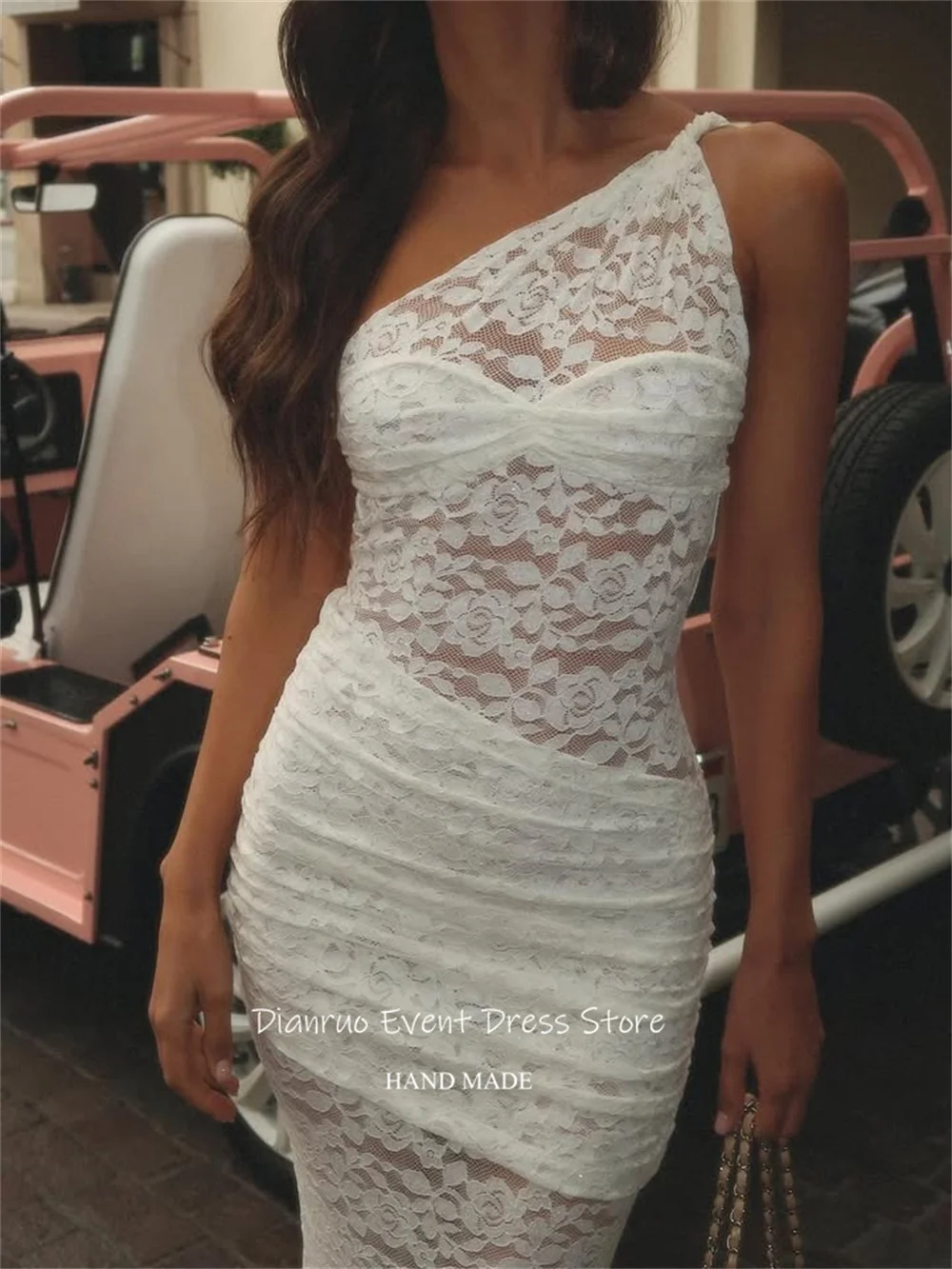 Dianruo فساتين سهرة حورية البحر شفافة مغرية مزينة بالدانتيل فيستدوس دي نوفيا بكتف واحد 2025 فساتين حفلات مخصصة