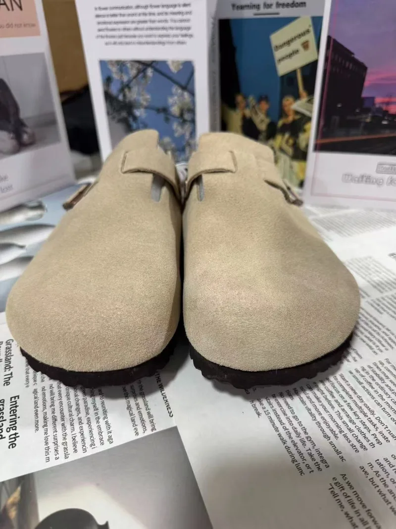 

Crestar Cork Suede Mules Slippers For Women Fashion Men Clogs Shoes Classic Cork Antislip Outdoor Slippers With Arch Support
