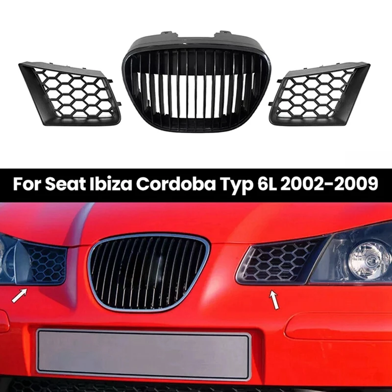 

Car Front Central Badgeless Grill Grille For Seat Ibiza Cordoba Typ 6L 2002-2009 6L0853654 9182921