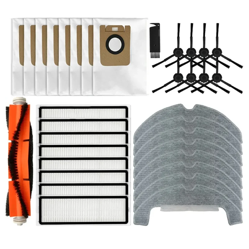 9M-Bagian Aksesori untuk Dreame D10s Plus /RLS6AD Aksesori Penyedot Debu Sikat Sisi Utama Filter Hepa Tas Debu Kain Pel