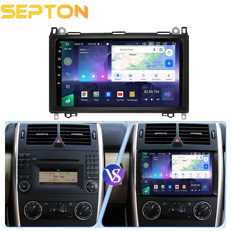 SEPTON Android 12 Autoradio GPS CarPlay per Mercedes Benz W169 W245 W639 W906 Sprinter B160 B170 B200 Vito Viano Wifi 8 + 128G