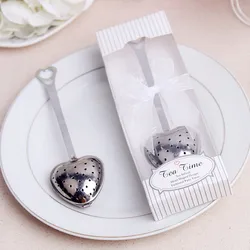 Metal Tea Strainer Heart Shaped Tea Time in Gift Box Tea Infuser Wedding Favors