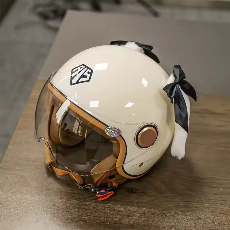 Casco de moto jet Vintage, medio casco, cara abierta, retro, 3/4