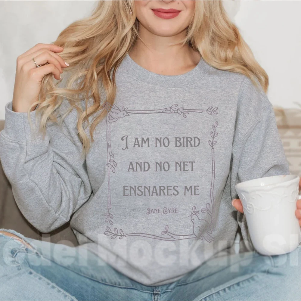 Jane Eyre Dichter Hoodie voor Vrouwen Ik Ben Geen Vogel Literatuur Dameskleding Bronte Literaire Donkere Academia Dameskleding Boek Hoodie