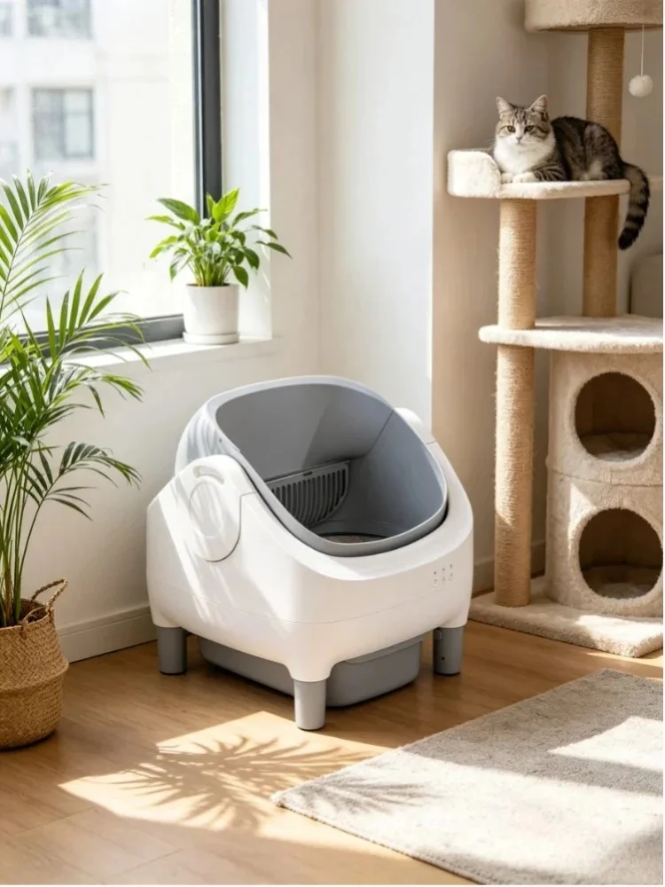 Intelligente Katzentoilette, Selbstreinigend, Offenes Design, Große Kapazität, Verbindet Sich Mit 2,4GHz WLAN, Echtzeitüberwachung Via APP