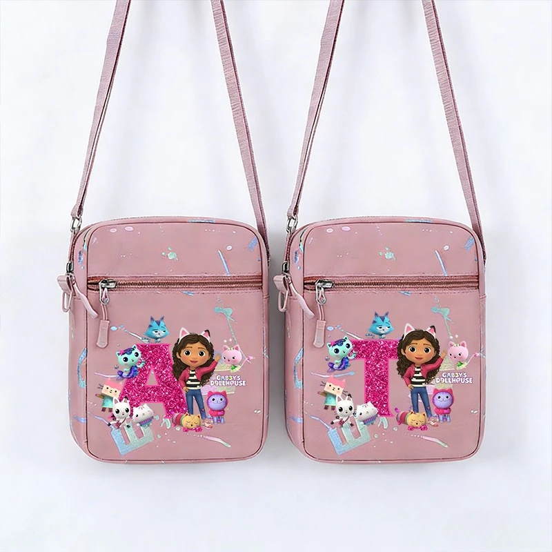 Gabby Dollhouses sac à bandoulière pour garçon fille dessin animé lettre réglable plusieurs compartiments sac de téléphone portable sac à bandoulière décontracté