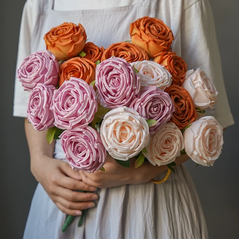 1PC High-End 7-kopf Lmperial Konkubine Rose Simulation Langsam Hochzeit Halle Dekoration Gefälschte Blume Wohnzimmer dekoration – Detail 3