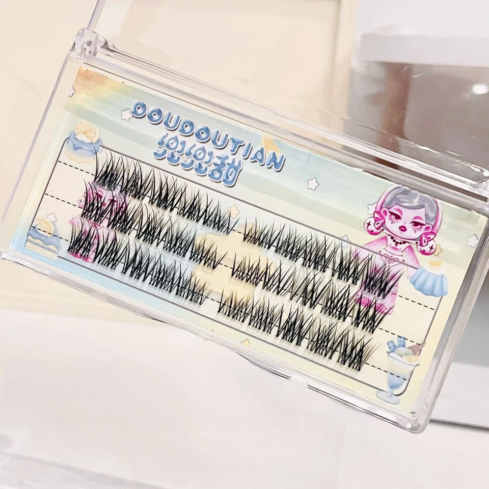 Racimos de Pestañas Esponjosos DIY, Estilo Manga Gato, Pestañas Postizas Naturales Rizadas con Ala para Maquillaje Diario 2