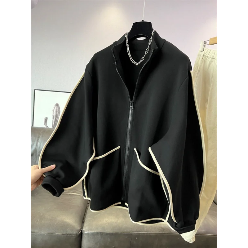 2025 Nuovo stile di design stile pigro colletto allentato alla coreana più giacca in felpa di velluto giacca primavera autunno