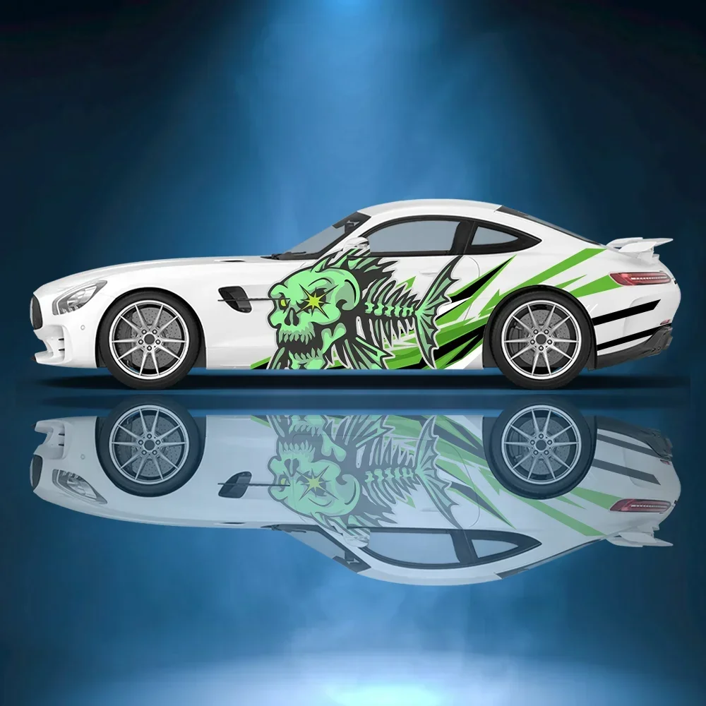 

Fishbone Racing Line Printed Car Vinyl Wraps Decal PVC Anti Scratch Sticker Suitable for Trucks SUV Decor Auto Accessories Gift