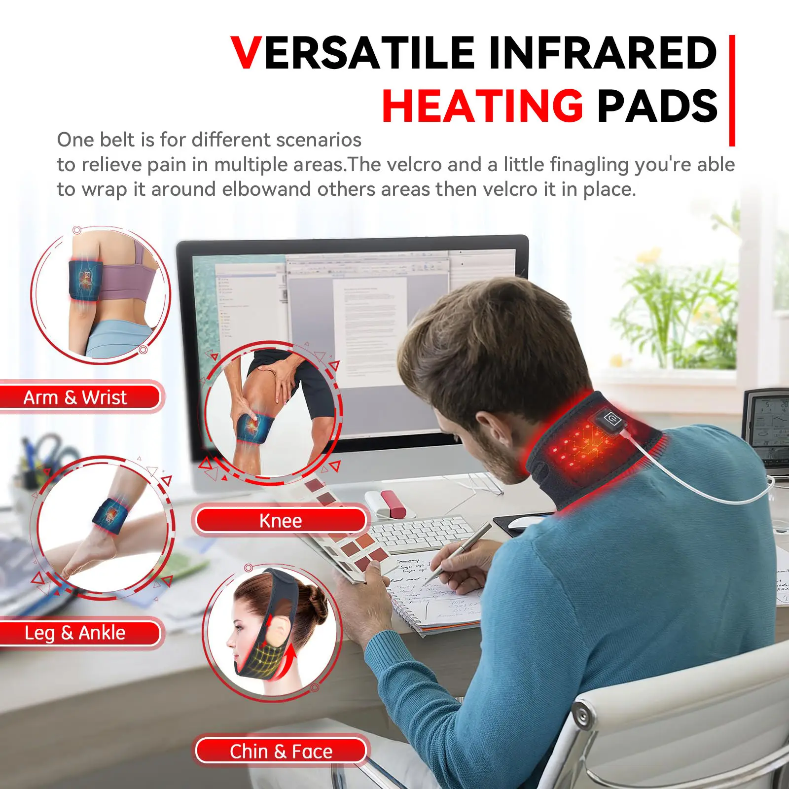 充電式ワイヤレス多機能赤色光療法ネックブレース手首脚 V フェイスウェアラブルベルトスキンケア家庭用ツール