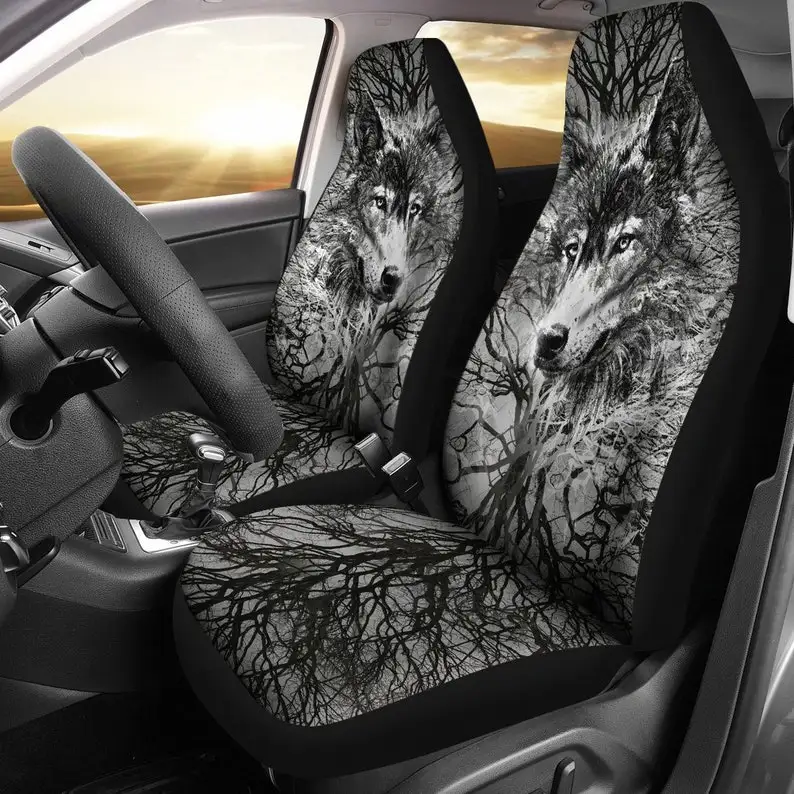 Hidden Wolf Tree, Car Seat Cover, 2 Front Seat Covers, Emo Goth Punk, Car Accessories, Floral, Car Covers, Seat Covers