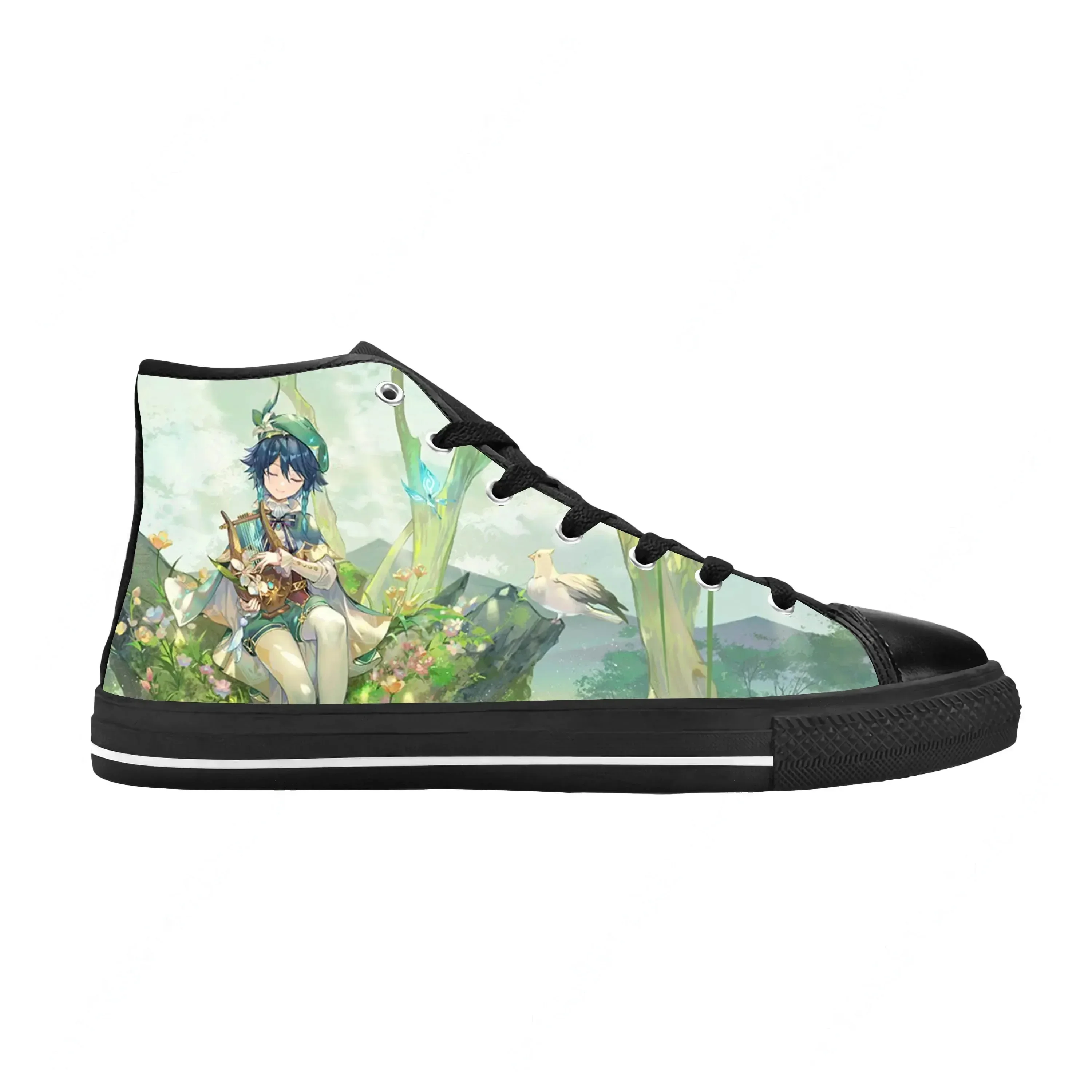 

Anime Manga Cartoon Genshin Impact Venti Barbatos Casual Cloth Shoes High Top Comfortable Breathable 3D Print Men Women Sneakers