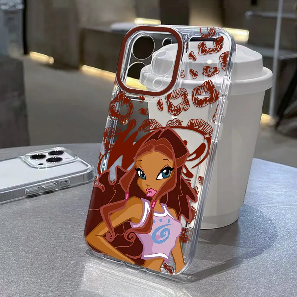 حافظة هاتف ساخنة للفتيات W-Winx Clubs iPhone 17 16 16e 15 14 13 12 11 Mini Pro Max X XR XSMax 7 8 Air Plus غطاء خلفي شفاف