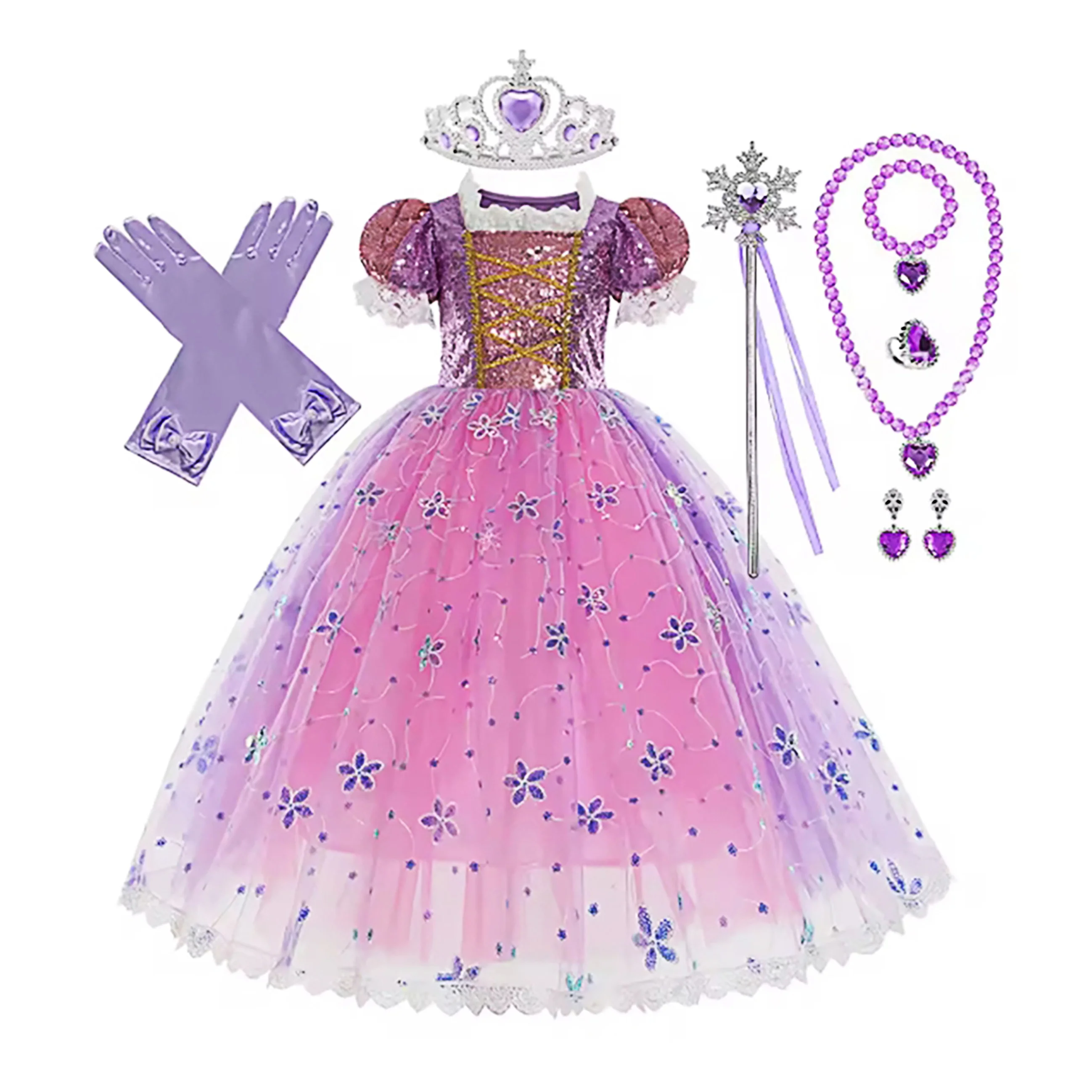 

Rapunzel dress gift sleeve purple sequin mesh lepe princess dress birthday gift party tutu