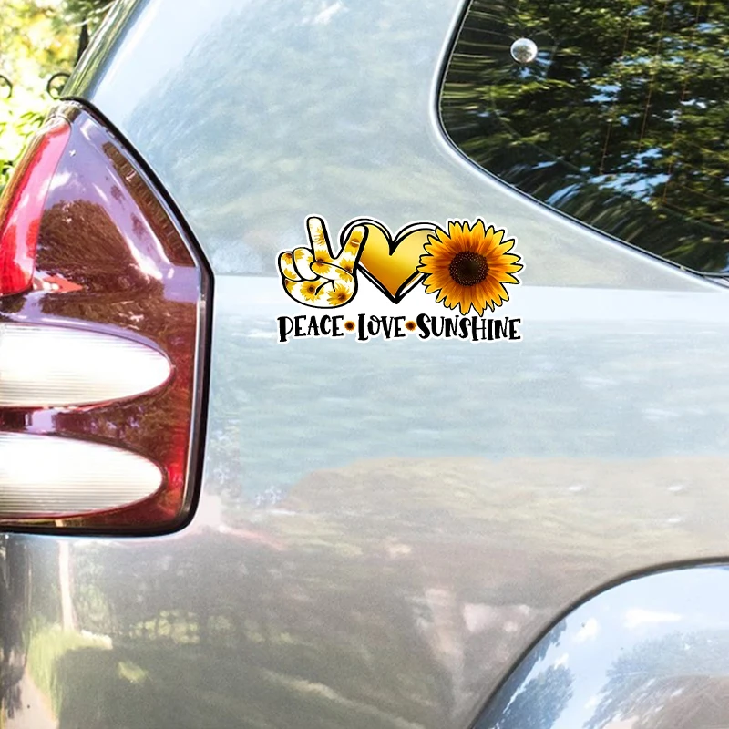 JT11# Car Sticker Peace Love Sunshine Sunflower Vinyl Sticker Waterproof Car Decals Laptop Wall Window Bumper Sticker Car