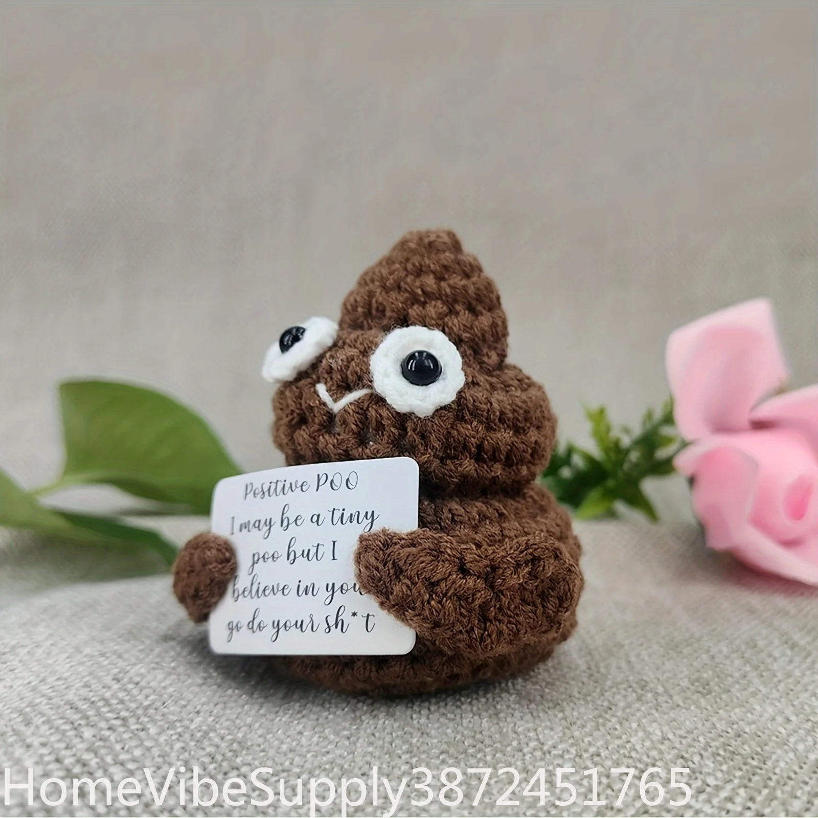 1Pc Creative Mini Handmade Crochet Plush Desktop Ornament With Positive Emotional Support Card Encouraging Birthday Graduation Gift For Friends Supply