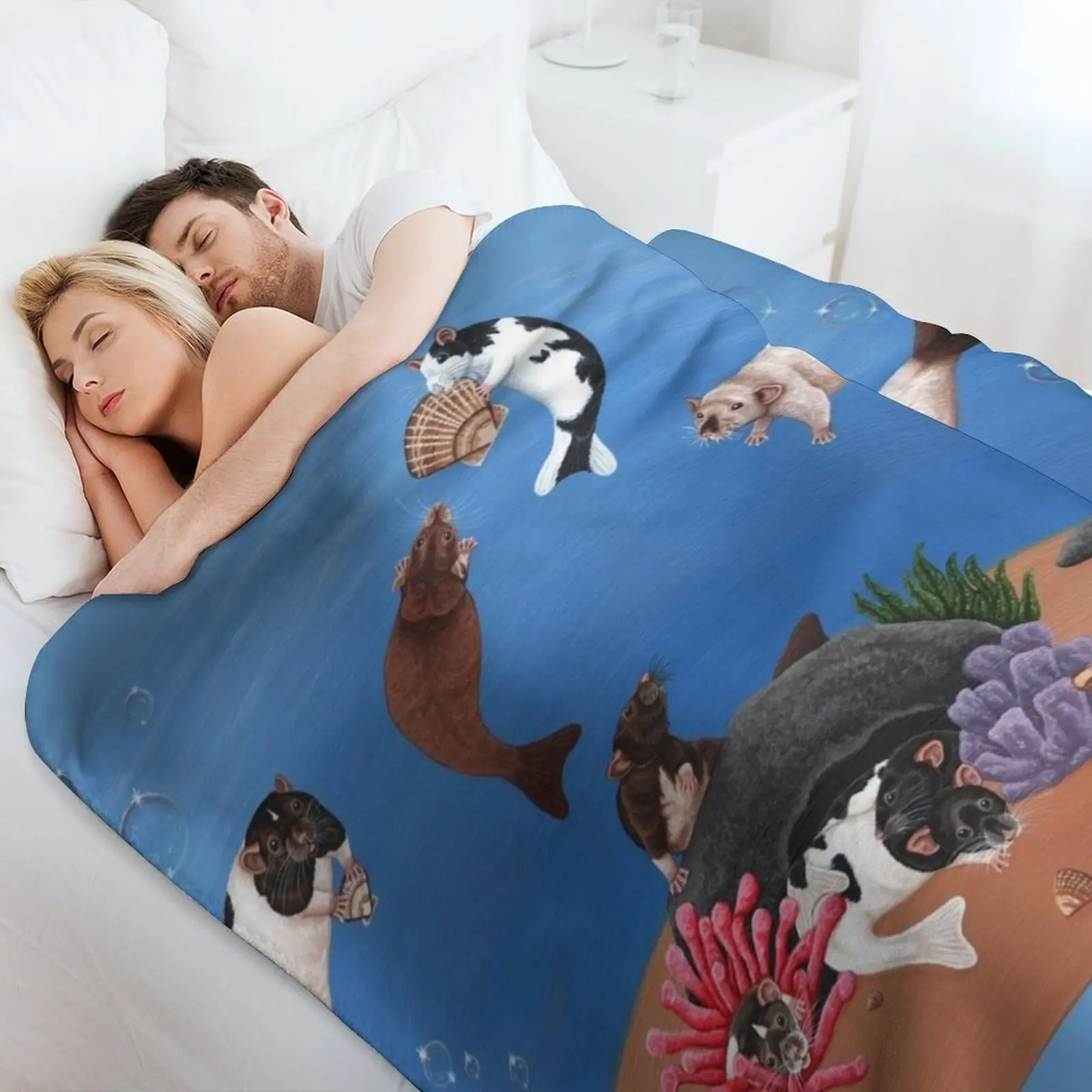 بطانية Mungy's Deng Ratto Sea Throw Blanket Baby Flannel Hairy Thermals لبطانيات السفر