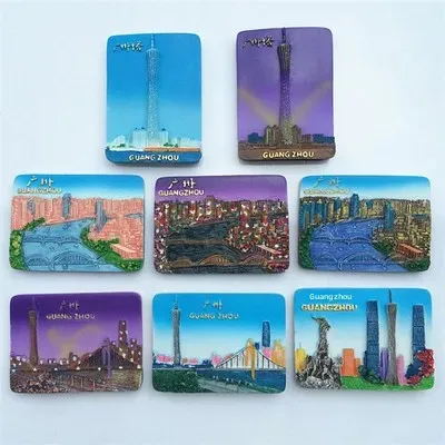 Creative Resin Fridge Magnet Souvenir From Shenzhen World Window Guangzhou Pearl Harbor Tourism Memorabilia Magnetic Home Decor