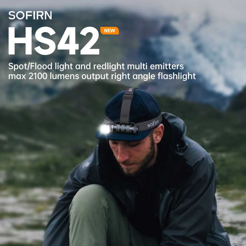 SOFIRN HS42 2100lm 6000K Sorgenti luminose multiple 3000mah Lampada frontale SST40 LED Torcia a luce rossa USB C ricaricabile