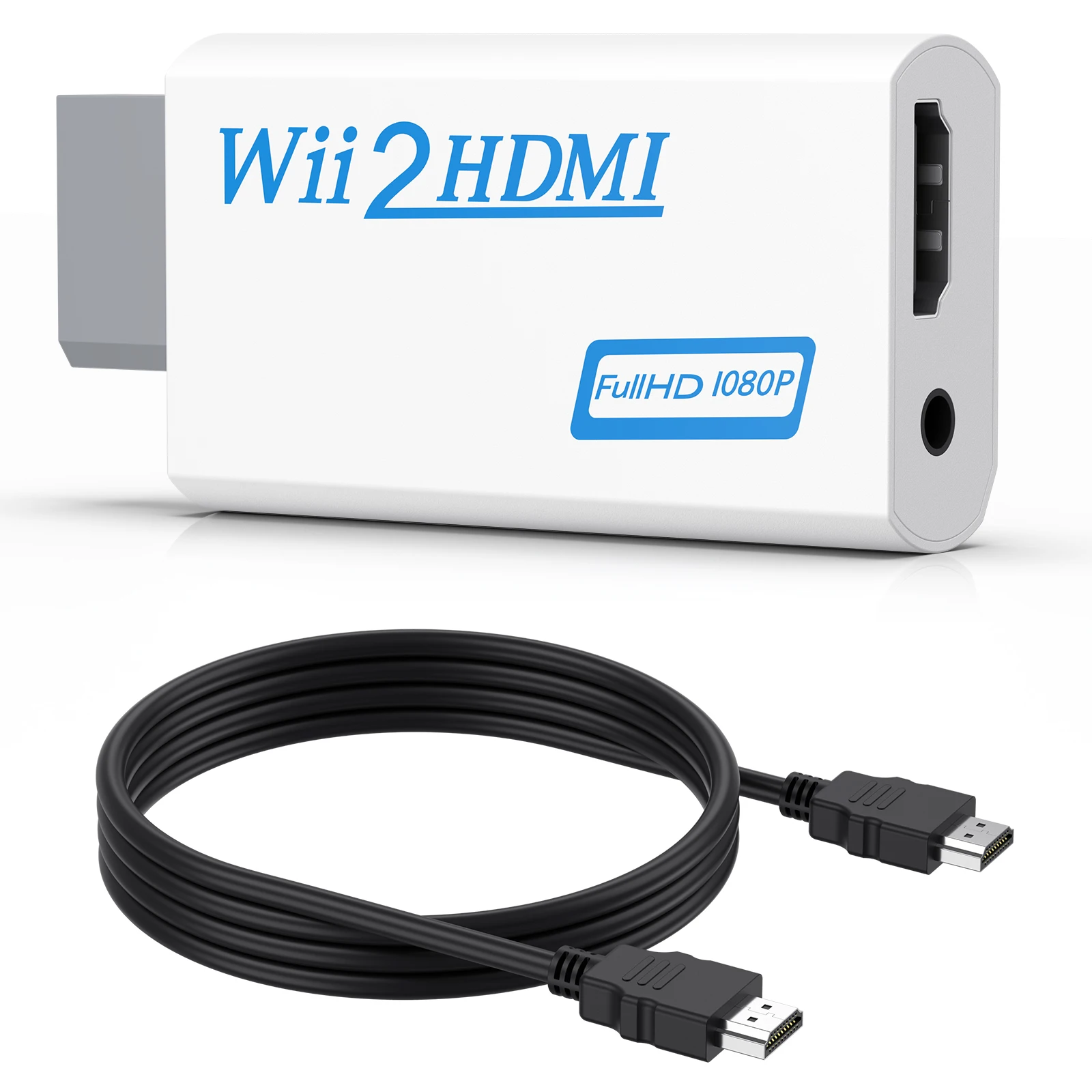 Wii zu HDMI Konverter 1080P Full HD Wii HDMI Adapter mit 3,5mm Audioausgang Kompatibel mit Wii/Wii U HDTV Monitor Projektor