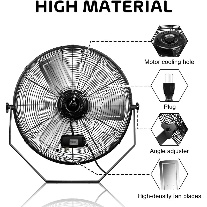 Simple Deluxe 18 Inch Industrial Wall Mount 3 Speed Commercial Ventilation Metal Fan for Warehouse, Greenhouse, Workshop,(Black)
