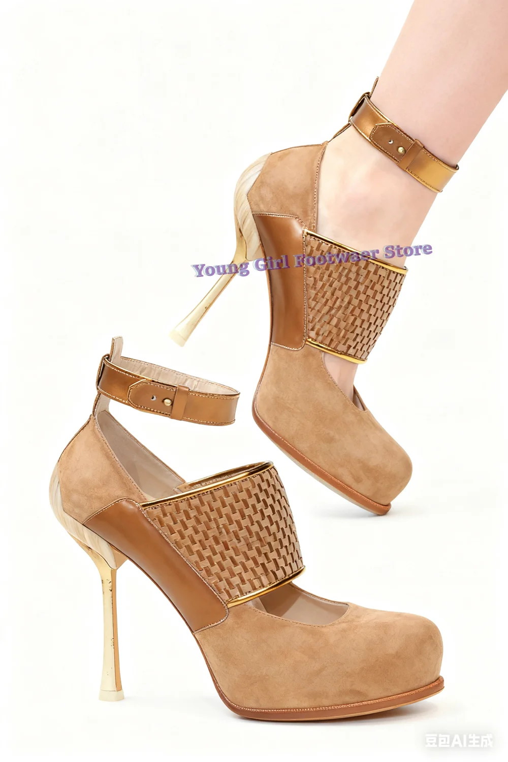 

Матовые туфли на шпильке, широкополосные женские туфли с блестками, украшенные пряжкой ремня, узкой полосой, желтые туфли с мелкой пряжкой, легкая роскошная обувь