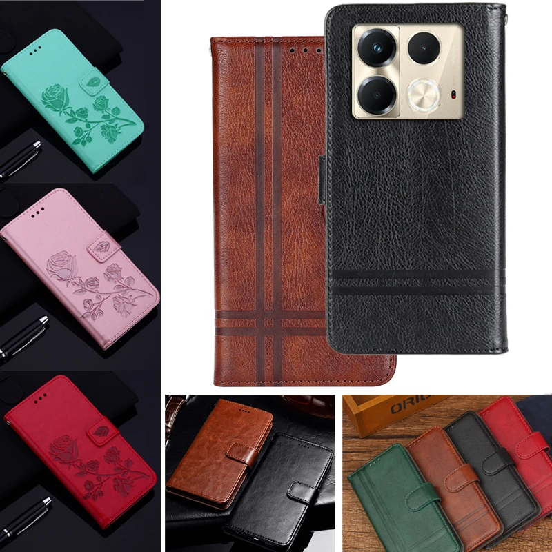 For Infinix Note 40S 4G Case Fashion Multicolor Magnetic Closure Leather Flip Case Cover With Card For Infinix Note40S 4G X6850B