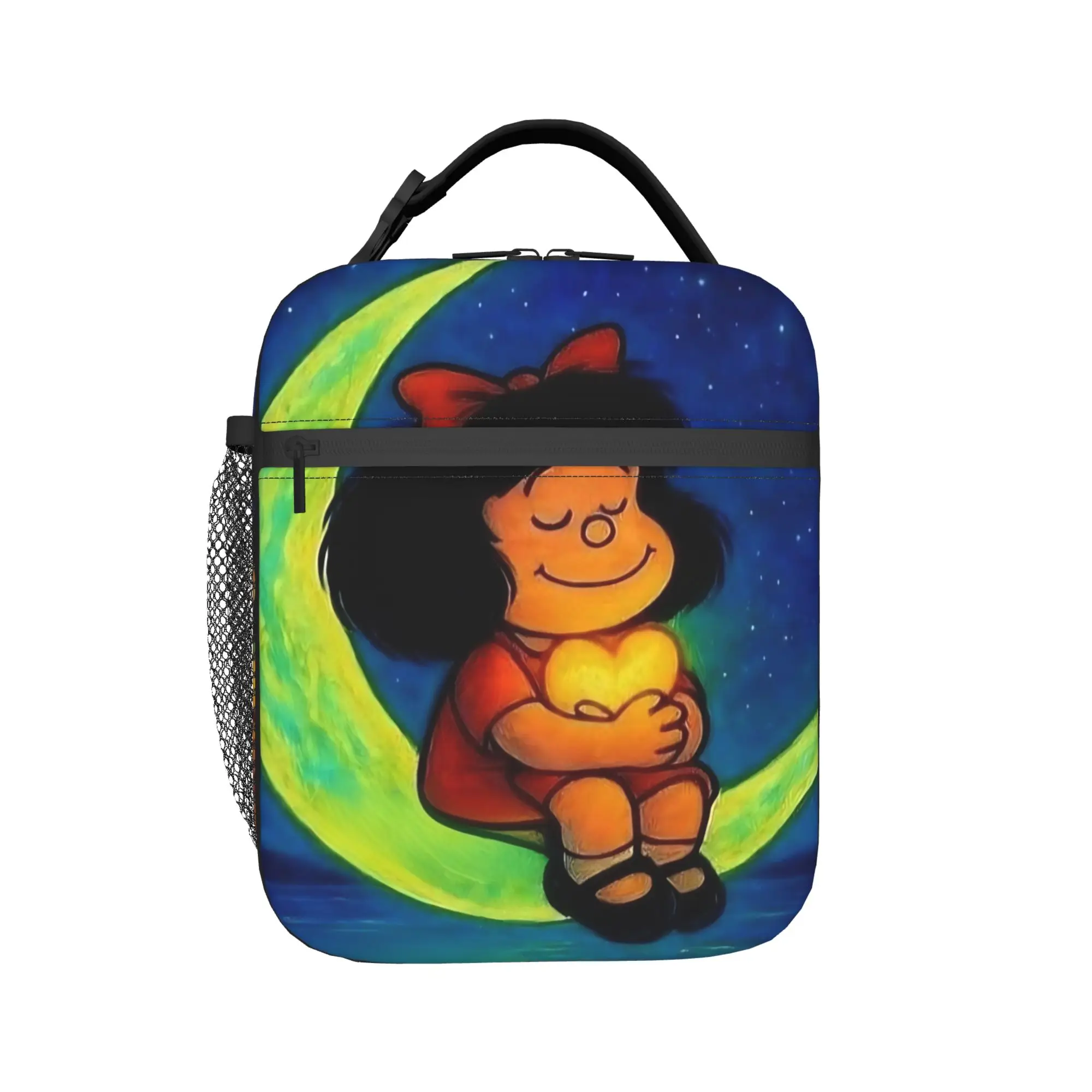 Mafaldas Moon Night Insulated Lunch Bag Portable  Lunch Container Thermal Bag Tote Lunch Box Office  Travel Men Women