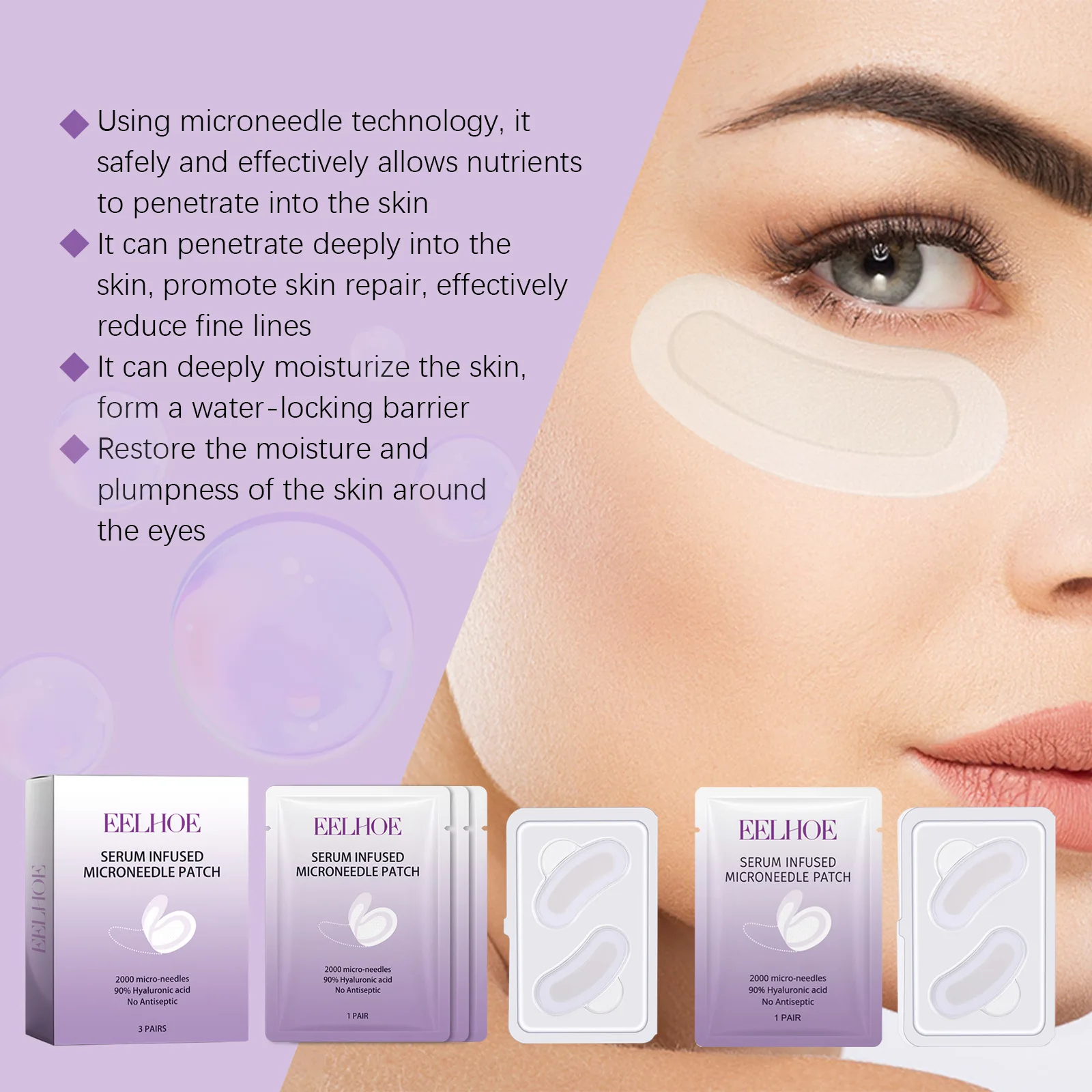 Płatki pod oczy z kwasem hialuronowym Fade Fine L-ines Fiming Lifting Eye Contour Dark Circles Remover Anti Puffiness Remove Eye Bag Patches