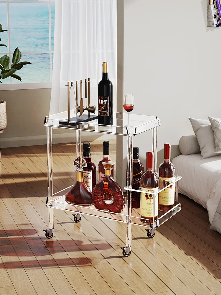 Acrylic Side Table Trolley Storage Rack Dining Side Wine Rack Removable Sofa Side Cabinet