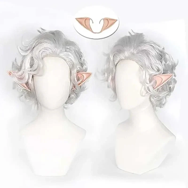 Astarion Cosplay Wig Vampire Cosplay Wig Silver White Hair Baldur's Gate3 Heat Resistant Synthetic Hair Wigs