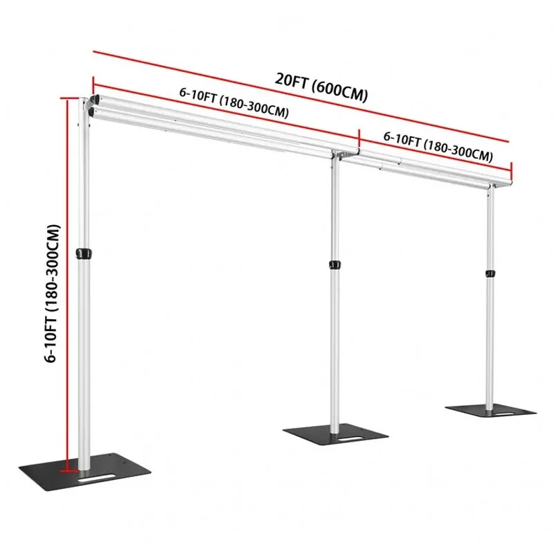 New Adjustable Double Crossbar Hangers Drape Backdrop Stands Portable Aluminum Pipe Frame For Wedding Party Event Centerpieces