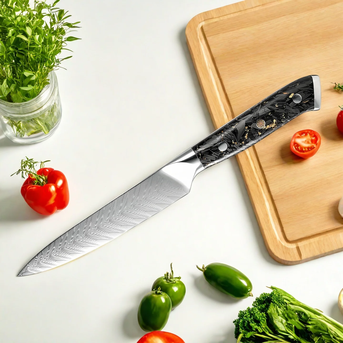 5 Inch Paring Knife VG10 Damascus Steel Utility Knife Sharp Fruit Knife for Cutting Fruit and Vegetables Kitchen Peeling Knife