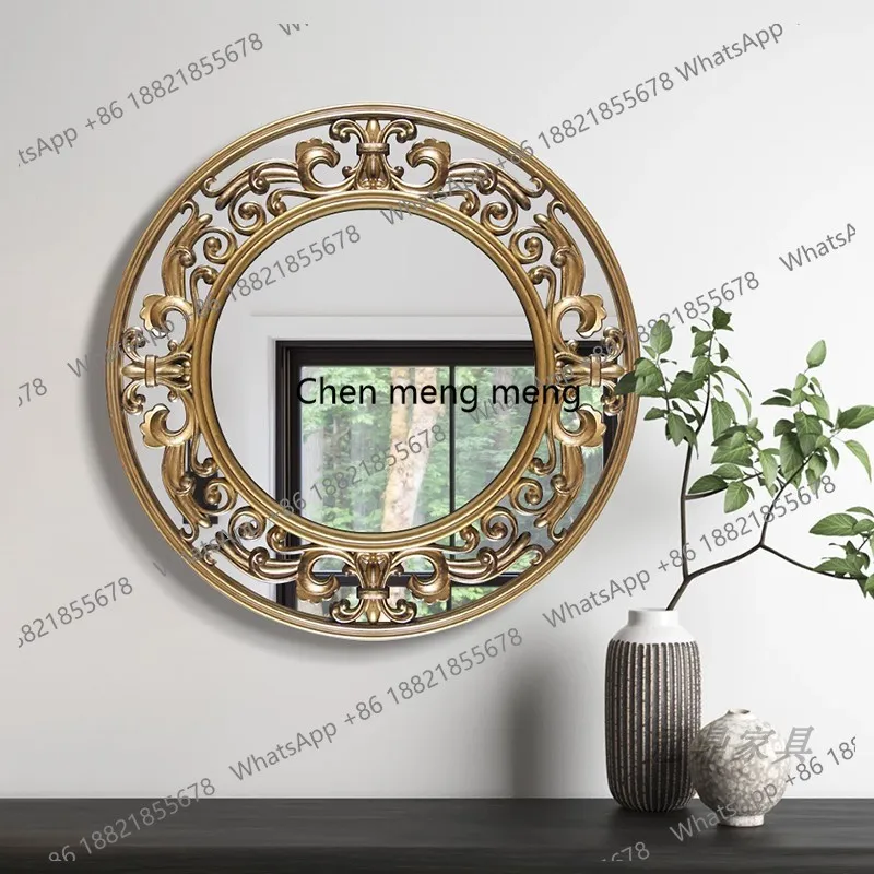 Medieval style living room wall-mounted entrance decorative mirror American light luxury bathroom bathroom mirror French