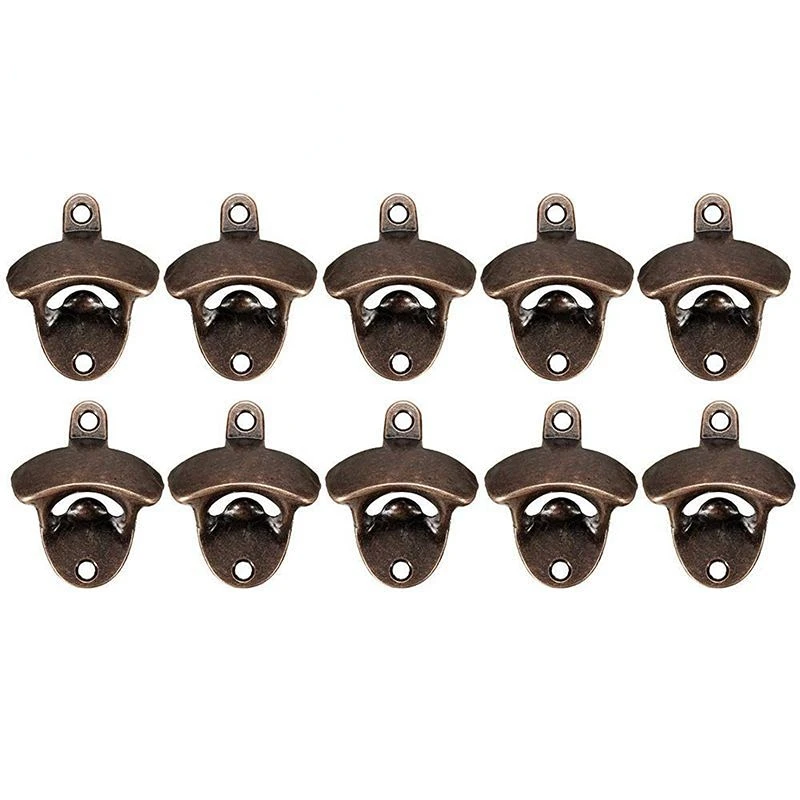 10 Pack Bottle Opener Wall Mounted Rustic Beer  Set Vintage Look with Mounting Screws for Kitchen Cafe Bars