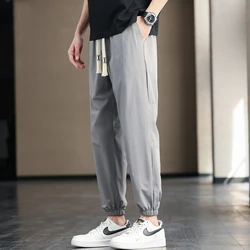 2024 New Arrival Summermen Pants Casual Fashion Men Sweatshorts Loose Trend Pants Men Ice Shreds Quick-Drying Ninth Pants