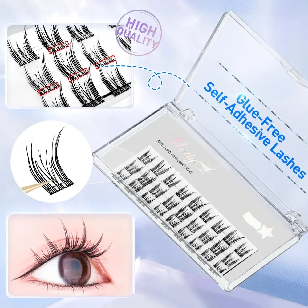 

Glue-Free Self-Adhesive DIY Lashes AM Shape Spikes Cluster Eyelash Mix Bond Extension Under Lower Lashes Premade Fan Set