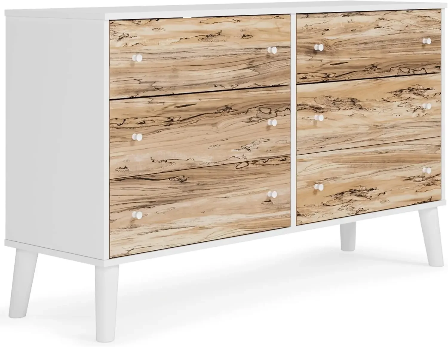 Piperton 6 Drawer Dresser, White & Light Brown