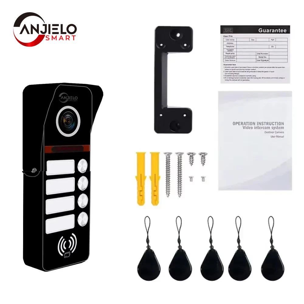 

ANJIELO Video Intercom Multi-family Single-side Doorbell Metal Compatible with CVBS, 720P, 1080P Adjustable, Night Vision, 160°