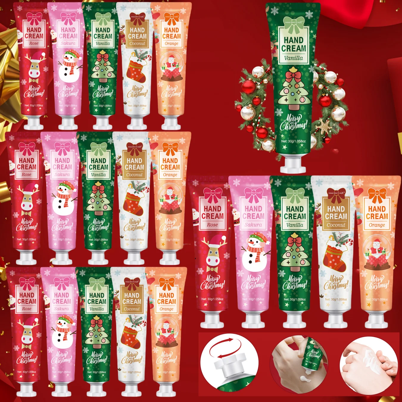 20PCS Christmas hand cream gift set-creamy moisturizer for dry hands, perfect gift for women, Daily Hand Care