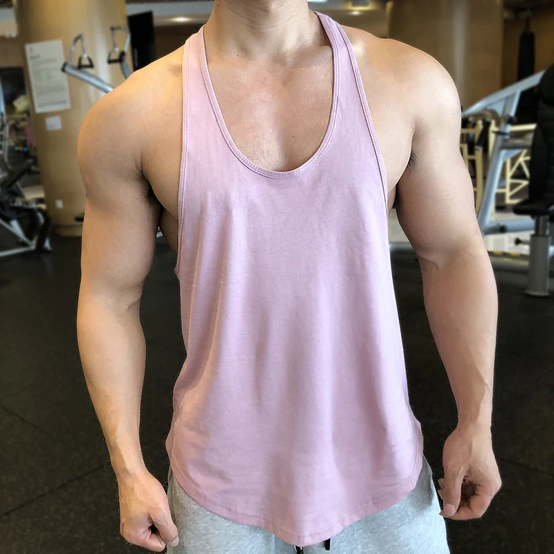 Mens Workout Vests Muscle Gym Sports Tank Top Loose I-shaped Sexy Training Running Sleeveless Shirts Bodybuilding Undershirt