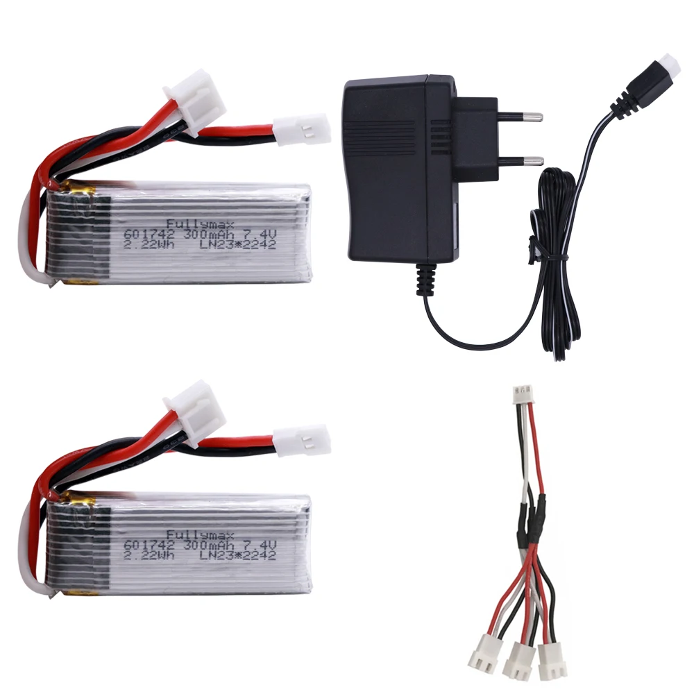 7.4V Li-Po Battery and charger For WLtoys F959 RC Drone Spare Parts for XK DHC-2 A600 A700 A800 A430 2.22Wh 7.4V 300mah Battery