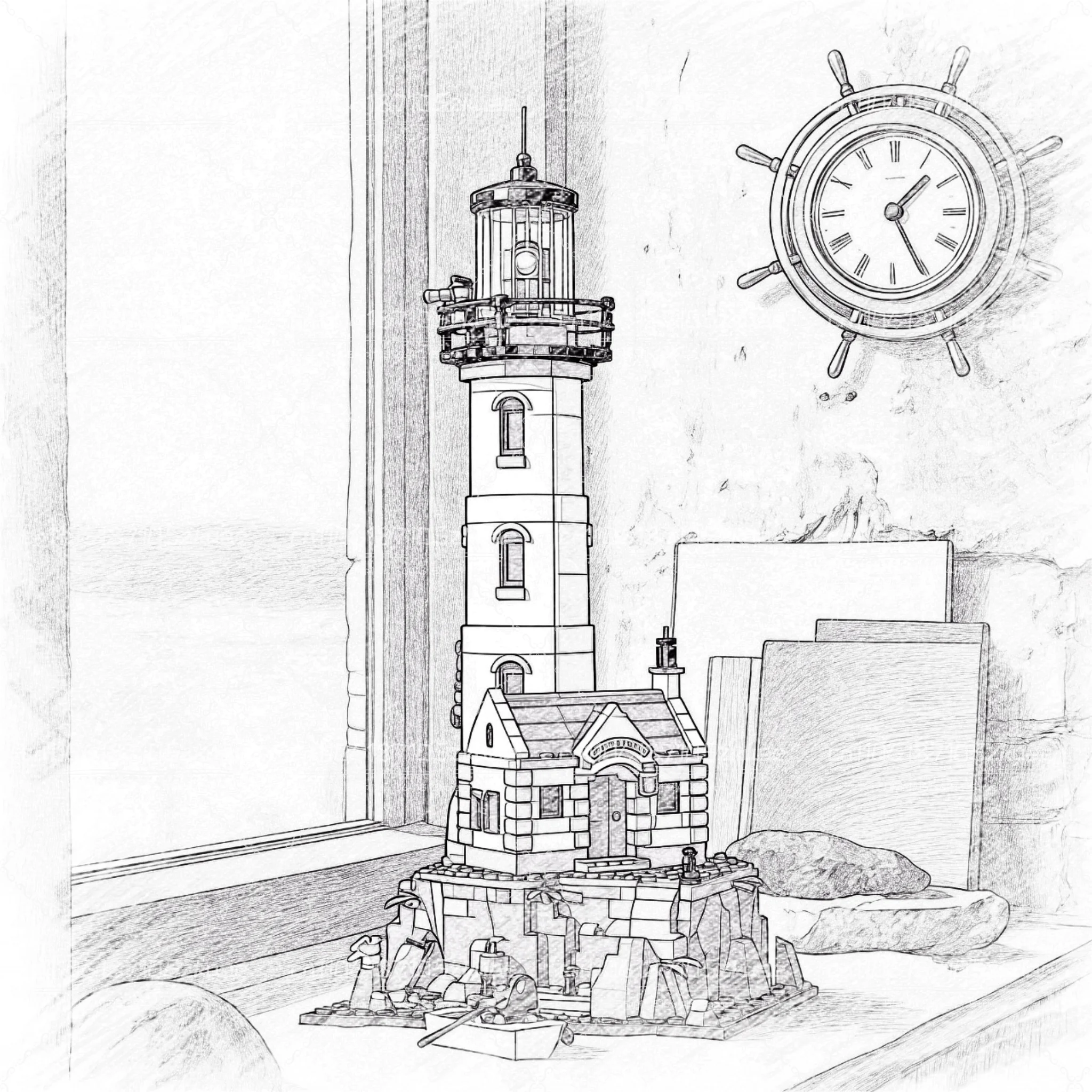 

New 2065pcs Electric Lighthouse Model Building Block Bricks Assembly Kids Toys for Children Christmas Gifts