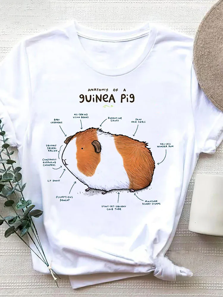 Funny Hamster Graphic T Shirts for Woman Cartoon Fake Pocket At Chest T-shirts Ladies Tshirts 90s Baby Tees Y2K Tops Harajuku