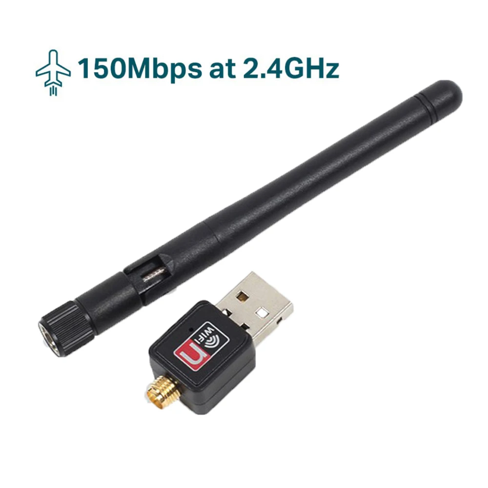 USB 2.0 WiFi بطاقة الشبكة اللاسلكية 150Mbps 802.11 b/g/n LAN محول مع هوائي قابل للتدوير لأجهزة الكمبيوتر المحمول جهاز دونغل واي فاي صغير